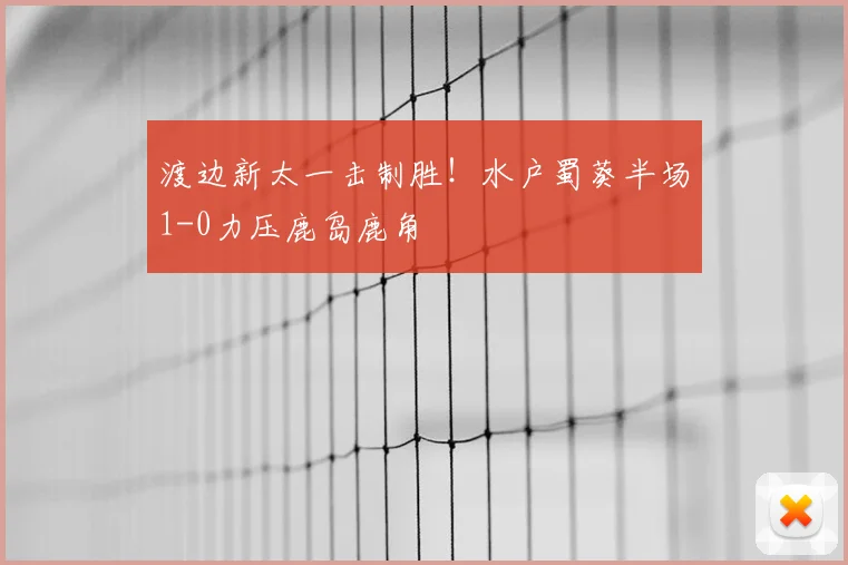渡边新太一击制胜!水户蜀葵半场1-0力压鹿岛鹿角